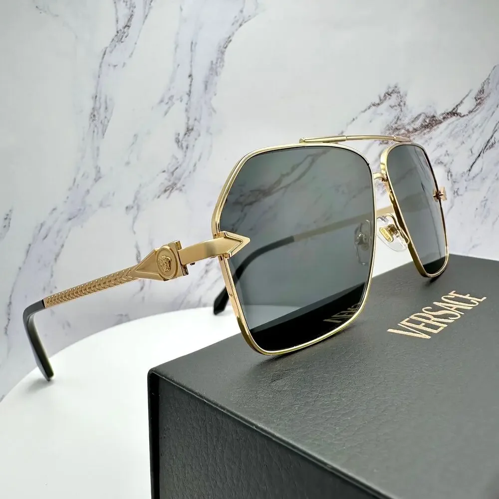 NEW VERSACE Gold Metal Sunglasses